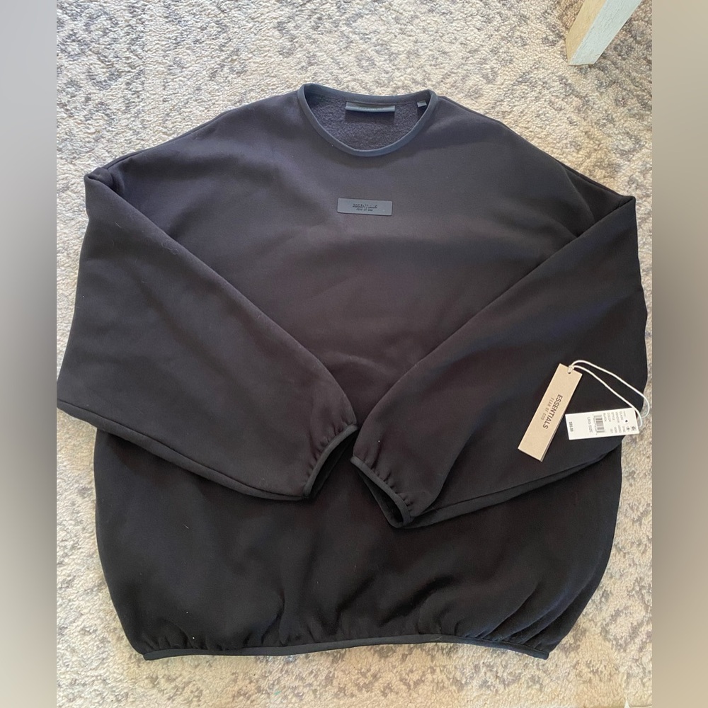 Essentials Black Crewneck Sweater Classic Design